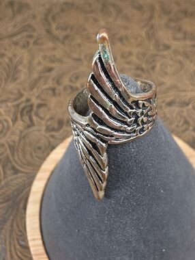 Vintage Guardian Angel Wing Intricate Silver Statement Ring